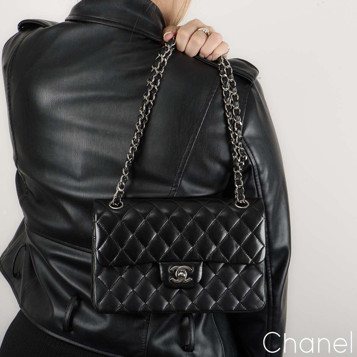 Chanel Black Lambskin Small Double Flap Bag